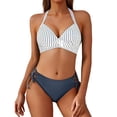 thumbnail image 6 of Swimsuit with Skirt Women High Waisted Bikini Sets Backless Strap Two Piece Swimsuits Cut out Bathing Suit Summer Swimwear Navy M, 6 of 6