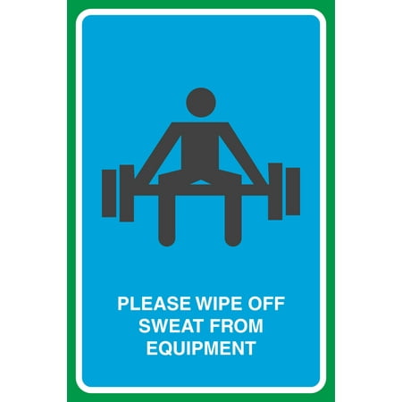 Please Wipe Off Sweat From Equipment Print Gym Weights Picture Business Sign Aluminum