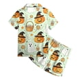 thumbnail image 5 of Leey-World Halloween Pajamas Girls Kids Satin Pajama Sets Classic Button Down 2pcs Sleepwear Pjs for Girls Relaxed Home Wear Pjs for Girls 2T 3T 4T 5T 6T 7T 8T, 5 of 6