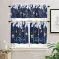 thumbnail image 3 of Blue Christmas Kitchen Curtains and Valances Set, Rod Pocket Curtains Tier Farmhouse Window Curtains 24 Inch Length, Winter White Pine Leaves Ball Snowflake 3 Piece Kitchen Curtains Set, 3 of 6
