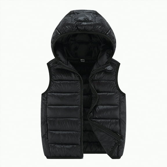 Leey-World Girls Vest Kids Boys Girls Lightweight Down Vest Sleeveless Puffer Coat Warm Quilted Gilet Winter Waistcoat Outerwear(Black,8-10 Years)