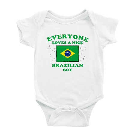 

Everyone Loves a Nice Brazilian Boy Baby Bodysuit Baby Clothes (White 6-12 Months)