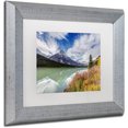 thumbnail image 2 of Trademark Fine Art 'Mount Chephren Reflection' Canvas Art by Pierre Leclerc, White Matte, Silver Frame, 2 of 4