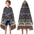 thumbnail image 3 of Boho Blue Elaborate Ethnic Pattern Hooded Bath Towel，50"x30" for Ages 3 To 12 Kids, Quick Dry Lightweight Soft Microfiber Hood Beach Towel Cover Up for Kids, 3 of 7
