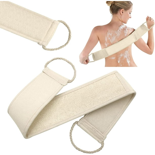 2 piezas de crin natural con correa de cáñamo para lavar la espalda, guante exfoliante corporal, esponja exfoliante corporal, accesorios de baño, rascador de espalda, limpieza de hammam y ducha de ba