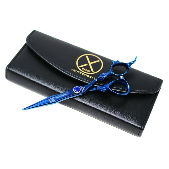 XPERSIS PRO Blue Dragon Hair Cutting Sharp Barber Scissors 7" Light weight German Made Steel With Finger Rest
