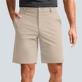 thumbnail image 2 of Vibrex Men's Shorts Elastic Waist Straight Buttons Zipper Solid Color Cargo Shorts Loose Comfort Summer Casual Work Shorts with Pockets, Gifts for Men,Khaki_XL, 2 of 7