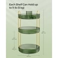 thumbnail image 4 of 3-Tier Rotating Makeup Organizer, Round Countertop Lazy Susan with Customizable Shelves, for Vanity Bathroom Kitchen, Pale Green, 4 of 6