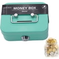 thumbnail image 4 of HLONK Durable Sturdy Handles Lockable Security with Coin Slot Money Box Cash Box Coin Saving Box Coin Bank GREEN, 4 of 8