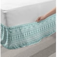 thumbnail image 2 of Ikat Bed Skirt, Inspired Horizontally Arranged Geometric Cold Toned Folkloric Forms, Elastic Bedskirt Dust Ruffle Wrap Around for Bedding Decor, 4 Sizes, Cadet Blue Seafoam and White, by Ambesonne, 2 of 2