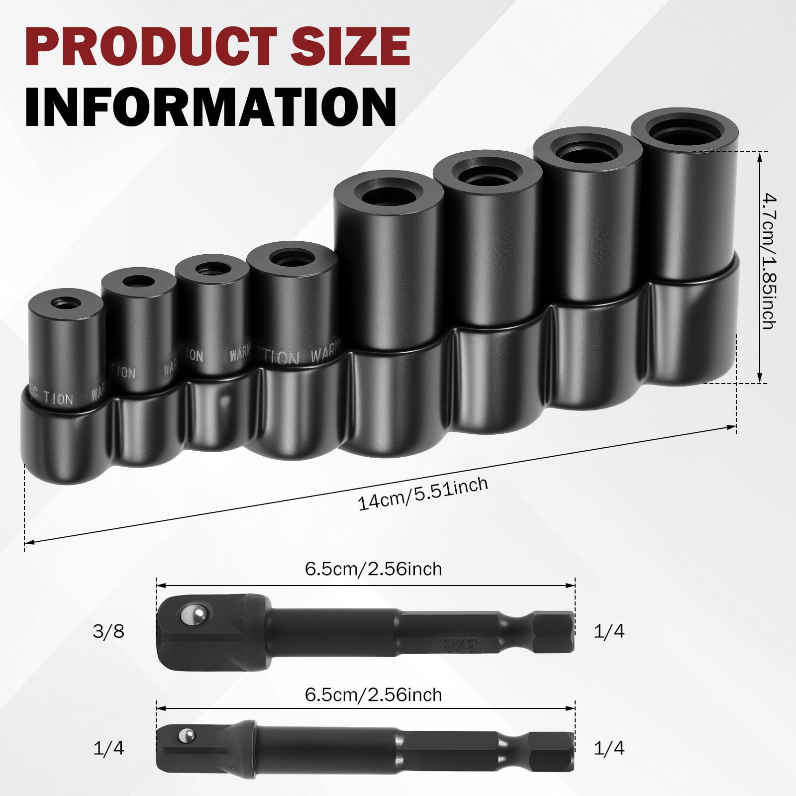 Ikoopy 8Pcs Tap Socket Set 1/4 Inch and 3/8 Inch Drive Tap Holder Socket Kit with Socket Holder for Tight Space Fractional MCTI Standard