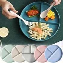 Wzzjkit Un-breakable Divided Plates 5PC for Kids Adults, Compartment Plates, Lightweight Reusable Dinnerware Plastic Plates, Microwave and Dishwasher Safe