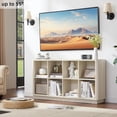 thumbnail image 6 of 52-Inch Long 8-Cube Horizontal Bookcase with Curved Edge, Low 2-Tier Cubby Console TV Stand for Living Room, White-Grey Cream Oak, 6 of 9