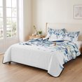 thumbnail image 2 of Twin Quilt Set 68''x86'', Blue Teal Eucalyptus Leaves Lightweight Summer Bedspread Coverlet Set with 2 Pillow Shams, Watercolor Weeping Botanical Breathable All Season Quilt Bedding for Dorm/Bedroom, 2 of 9