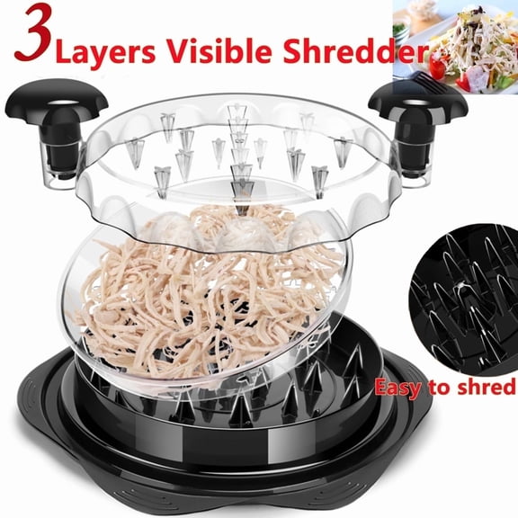 FZAZMLT Chicken Shredder Tool Twist - 10" Large Meat Shredder Tool Twist, 3 Layers Pork Beef Breast Shredded Masher Grinder, Ergonomic Handle, Dishwasher Safe Anti-Slip Heat Resistant