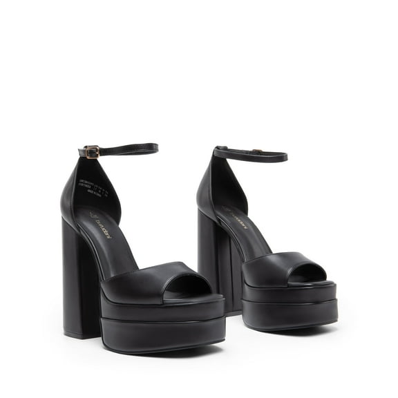 BURUDANI High Heels Chunky Block Platform Heels for Women Ankle Strap Sexy Open Square Toe Heels