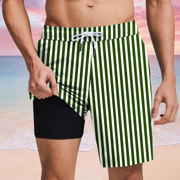 Vetsdori Dry Fit Shorts for Men Summer Short Pants Lining 2 in 1 Casual Swim Trunks Beach,Ropa Mens Shorts Breathable,Size L