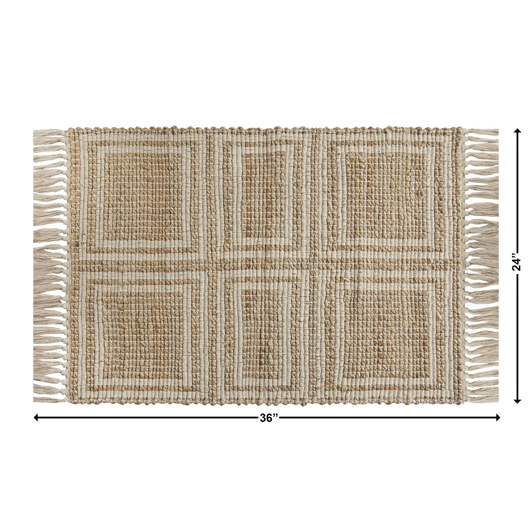 Better Homes & Gardens Interlocking Jute Accent Rug, Ivory & Natural, 24 in x 36 in
