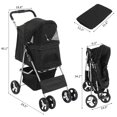 thumbnail image 3 of Pefilos 4 Wheel Pet Stroller for Cat and Dog, Foldable Carrier Strolling Cart with Removable Liner, Storage Baske, Puppy Stroller, Black, 3 of 8