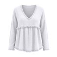 thumbnail image 5 of Women Long Sleeve Fringe Tops Western Outfit V Tops Neck Tops Oversized Shirts Flowy Tops Summer Work Top Layering Tops Going Out Tops Cute Tops Collared Shirts Oversized Shirts, 5 of 5