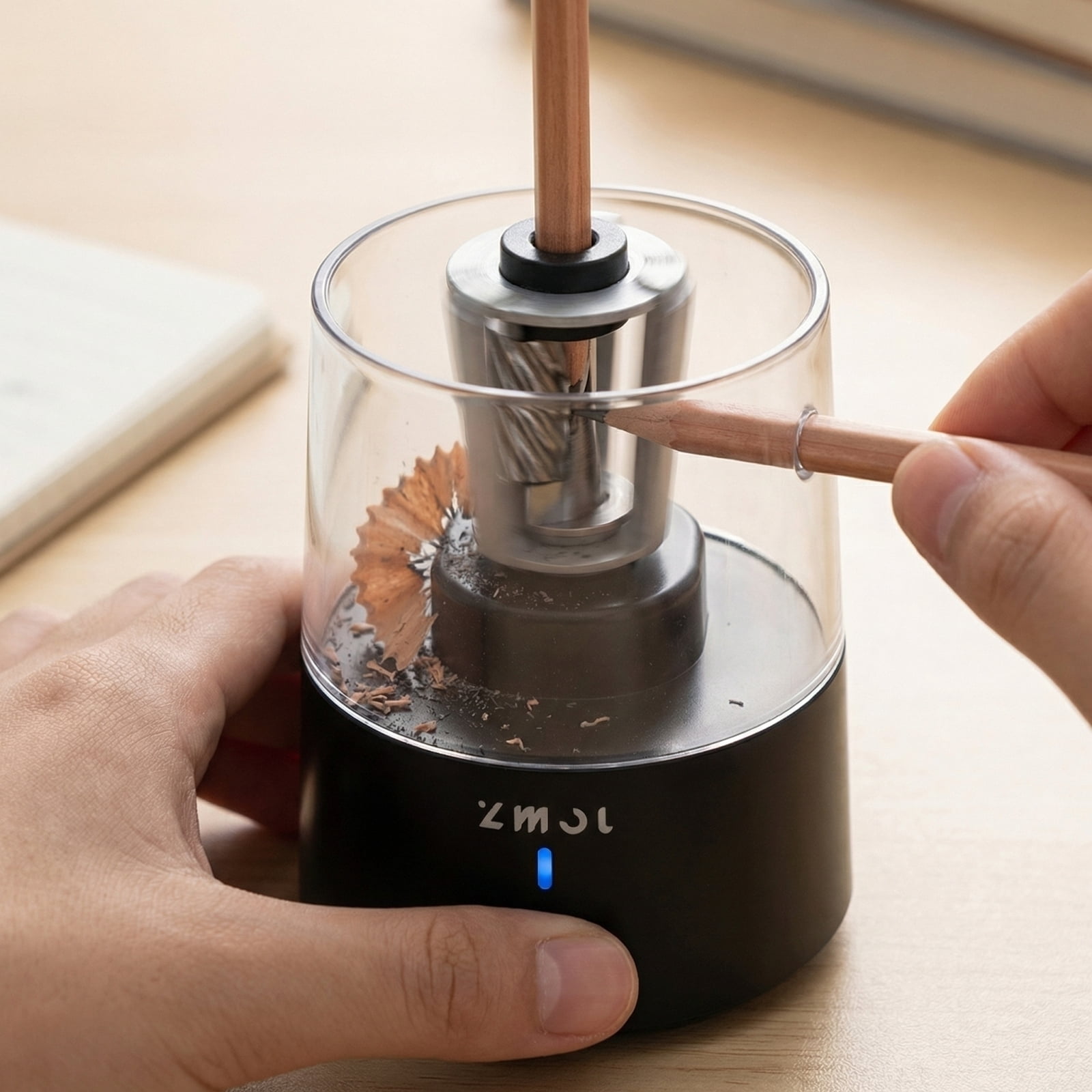 Fully Automatic Electric Pencil Sharpener, Type-C Rechargeable Auto In & Out Sharpener, Anti-Jam Heavy-Duty Blade for Standard & Colored Pencils, Ideal for Classroom Home Office