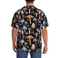 thumbnail image 3 of Gukieu Mushrooms and Autumn Leaves Print Men's Short-sleeved Shirts, Button-down Pocket Shirts, T-shirts, Beach Vacation Travel Summer Clothing-XX-Large, 3 of 5