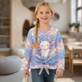 thumbnail image 4 of Xixirimido Axolotl Mermaid Scale Pattern Girls Casual Tunic Tops Tie-hem Long Sleeve Loose Soft Blouse T-Shirt Cute Graphic Girls Shirts, Size 9-10, 4 of 7