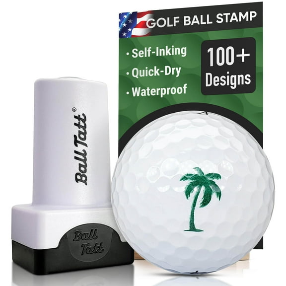 Ball Tatt Golf Ball Stamp Marker Self-Inking Quick-Dry Stamper, Palm Tree