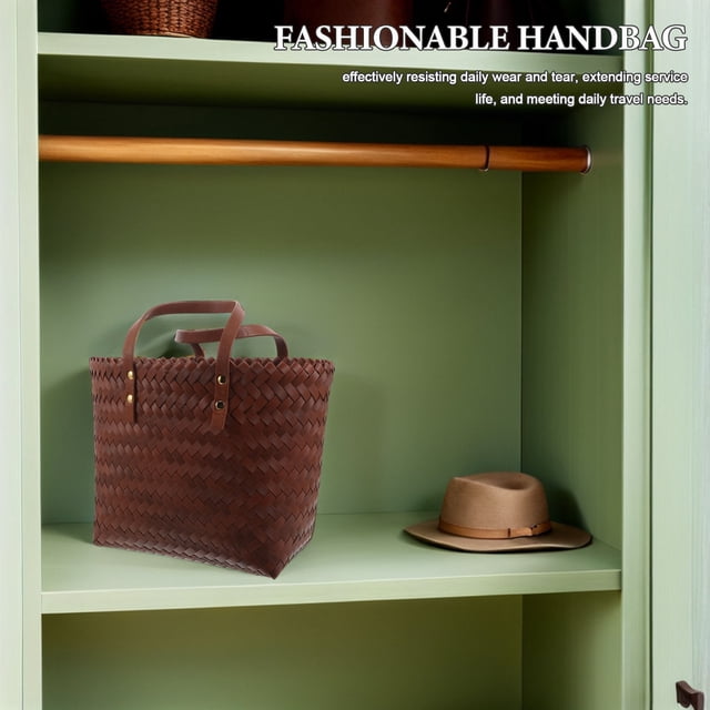 ADDHAT Tote A Mano En PVC Marrón Para Mujer Con Asa Resistente Para Uso Diario