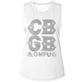 thumbnail image 1 of CBGB Stacked Logo White Women's Muscle Tank Top, 1 of 2