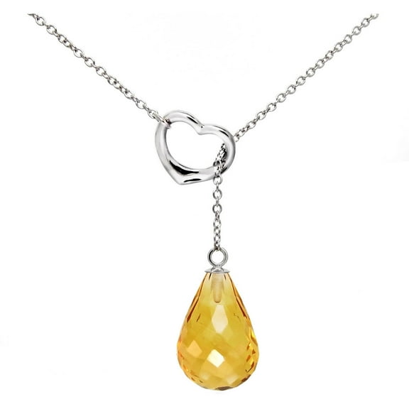 ADDURN Teardrop Citrine Gemstone Sterling Silver Heart Chains Necklace