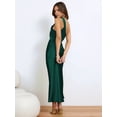 thumbnail image 6 of Women's Satin Sleeveless Elegant Backless Ruffle Maxi One Shoulder Formal Dress for Summer Green XL, 6 of 9