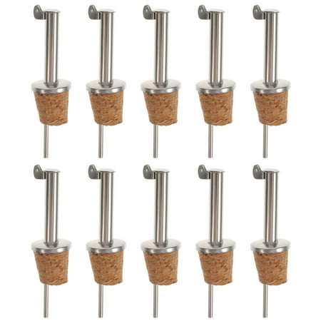 

FRCOLOR 10 Pcs Stainless Steel Wine Pourers Wooden Bottle Stoppers Creative Wine Pourers