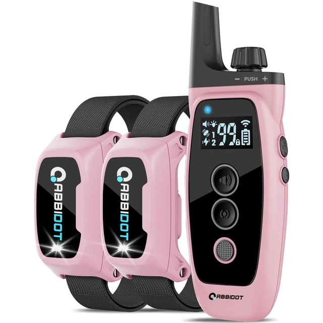 ABBIDOT Shock Collar, 3300Ft Dog Training Collar, 5 Training Modes Dog Shock Collar with Remote, Waterproof Rechargeble Security Lock E Collar for Small Medium Large Dogs (Pink, 2 Collars)
