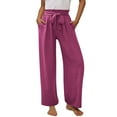 thumbnail image 2 of Pants for Girls 4-14 Years with Pockets Elastic Waist Pants Casual High Waist Loose Wide Leg Trousers Hot Pink 8 Years, 2 of 9
