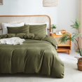 thumbnail image 2 of Nayoroom Housse de Couette en Coton Lavé Ultra Doux Vert Olive 3 Pcs, Respirante pour Toutes les Saisons et Sensation Organique pour la Déco de Chambre, Format Grand Lit, 2 of 6