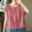 Pink, variant on Women's Retro Tencel Ramie Summer Top | Twisted Folded Pendant Design Short Sleeve Crewneck Tee - Breathable Casual Shirts