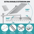 thumbnail image 4 of Cshidworld Dual Shower Head Combo, 12" High Pressure Rain Shower Head with 11" Adjustable Extension Arm, 5 Settings Handheld Shower Head with 59" Hose & Holder, Silver Chrome, 4 of 9
