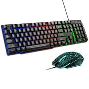 HIKE Gaming Keyboard and Mouse, RGB Rainbow Backlit Wired Keyboard, Full Anti-Ghosting Keys for Gaming Black