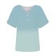 thumbnail image 3 of Gibobby Camiseta de Manga Corta con Cuello en V Camiseta manga corta con cuello en V y manga corta hueca informal verano para mujer, Top con estampado degradado(Verde de menta,G), 3 of 4