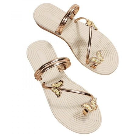 

Homedles Sandals for Women- Summer Comfortable Casual Flat Gift for women Open Toe Sandals for Women Gold