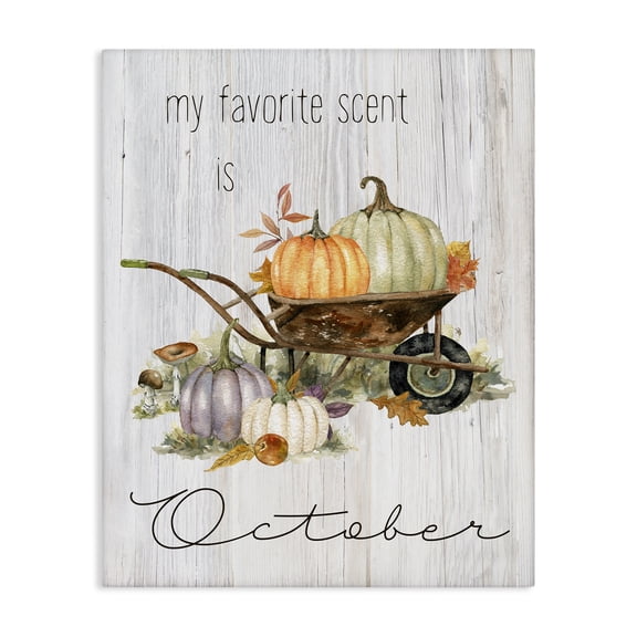 Stupell Industries Favorite Scent is October Holiday Painting Gallery Wrapped Canvas Art Prints Wall Art, 16 x 20