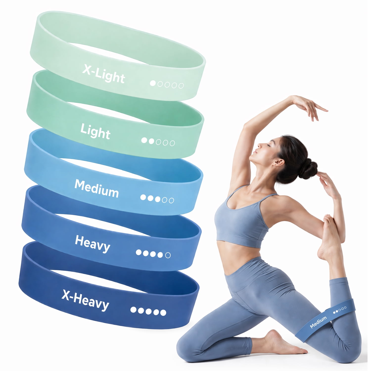 Resistance Bands for Working Out 5-Pack Elastic Loop Exercise Bands for Strength Training Stretching Home Gym Equipment for Pilates Yoga Physical Therapy Leg Glute Arm Workout Kit for Women & Men