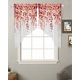 thumbnail image 2 of Red Eucalyptus Leaves Swag Valances for Windows, Spring Floral Summer Botanical Rod Pocket Sheer Valances for Small Windows, Swag Toppers Light Filtering for Kitchen Living Room 2 Panels 28''x36'', 2 of 6