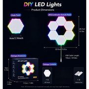 6/12-Pack Hexagon LED Wall Lights, RGB Edge-Lit Modular Wall Panels with Touch Control. DIY Splicing Honeycomb Gaming Lights, USB Powered Ambient Wall Decor for Living Room, Bedroom and Gaming Room