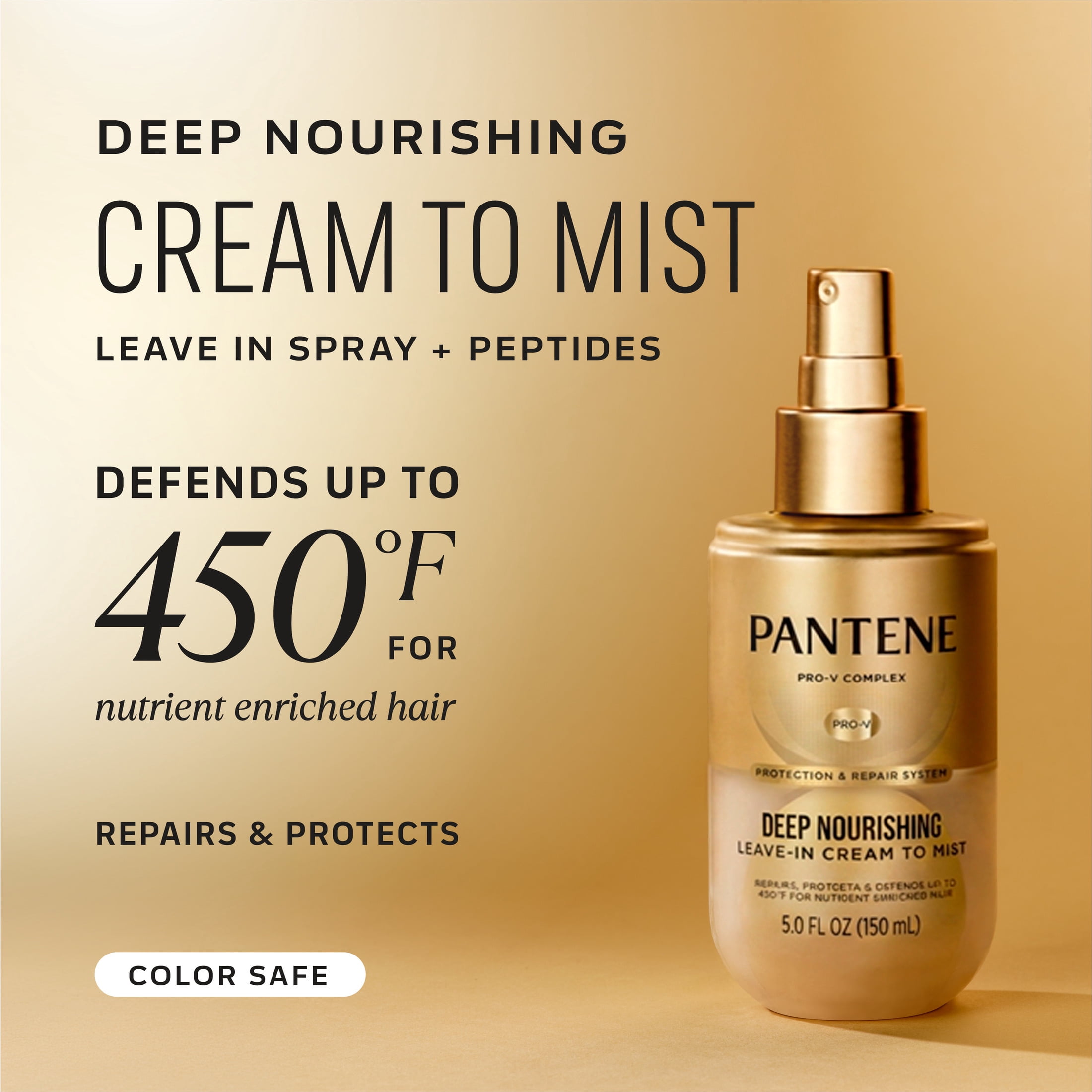 Pantene Leave In Spray, Deep Nourishing Cream to Mist Hair Mist, Heat Protection Spray for Hair & Detangler