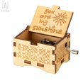 thumbnail image 3 of Gustave Hand Crank Music Box, You are My Sunshine Wooden Engraved Musical Case Crafts, Mechanism Antique Carved Musical Box Gifts for Daughter Kids (White), 3 of 12