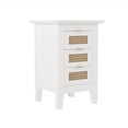 thumbnail image 6 of Wood Nightstands Set of 2, Farmhouse Night stand with Rattan-Woven Surfaces and Three Drawers, White Bed Side Table for Bedroom, 6 of 9