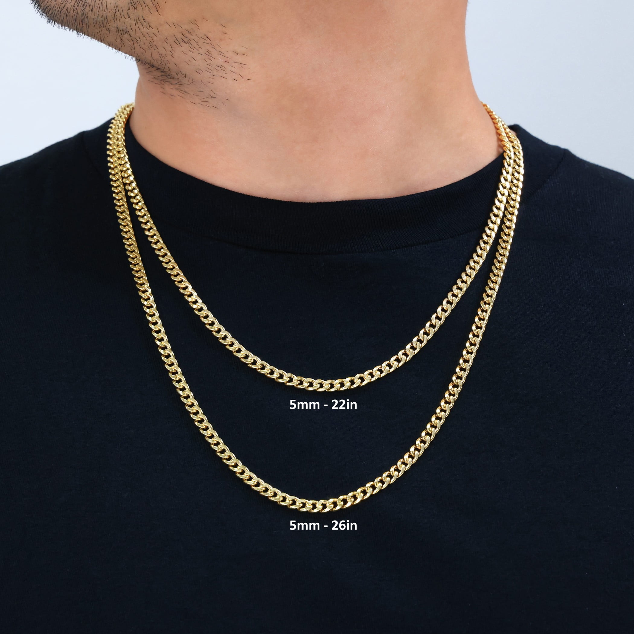 Nuragold 10k Real Yellow Gold Miami Cuban Link 5mm Chain Necklace (16"-30") Italian Jewelry for Men & Women