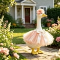 thumbnail image 5 of SHENGXINY Porch Goose Outfit, Fluffy Tulle Tutu with Velvet Flower Headband for Courtyard Porch Lawn Home Decorations Pink 23 in, 5 of 5